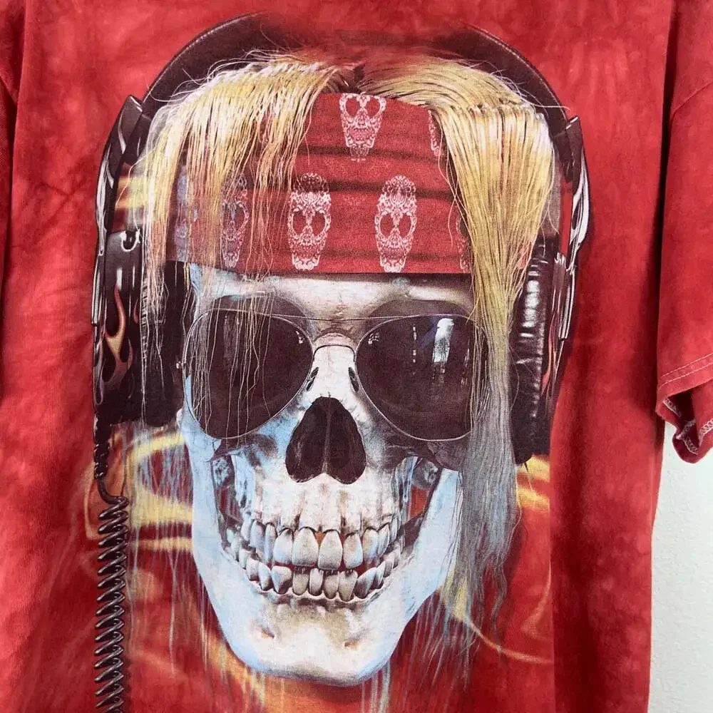 The Mountain Skull Rocker Red Tie Dye T-Shirt. - Picture 4 of 6